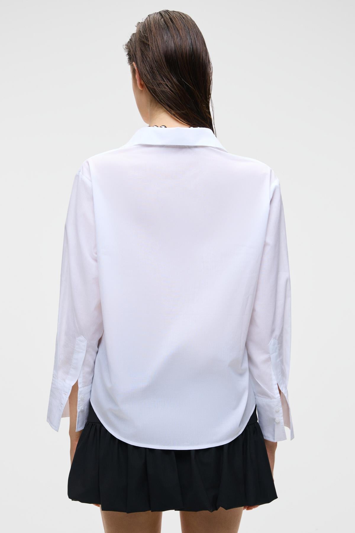 GRIMELANGE VARAZDIN Damen Lange Baumwollbluse Weiß