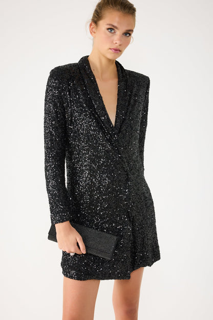 Gepolstertes Pailletten-Minijackenkleid