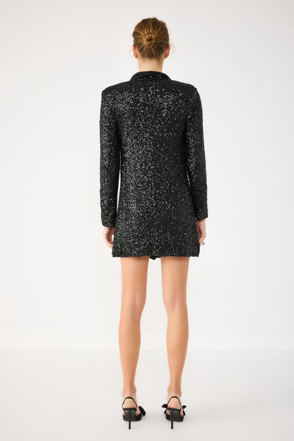 Gepolstertes Pailletten-Minijackenkleid