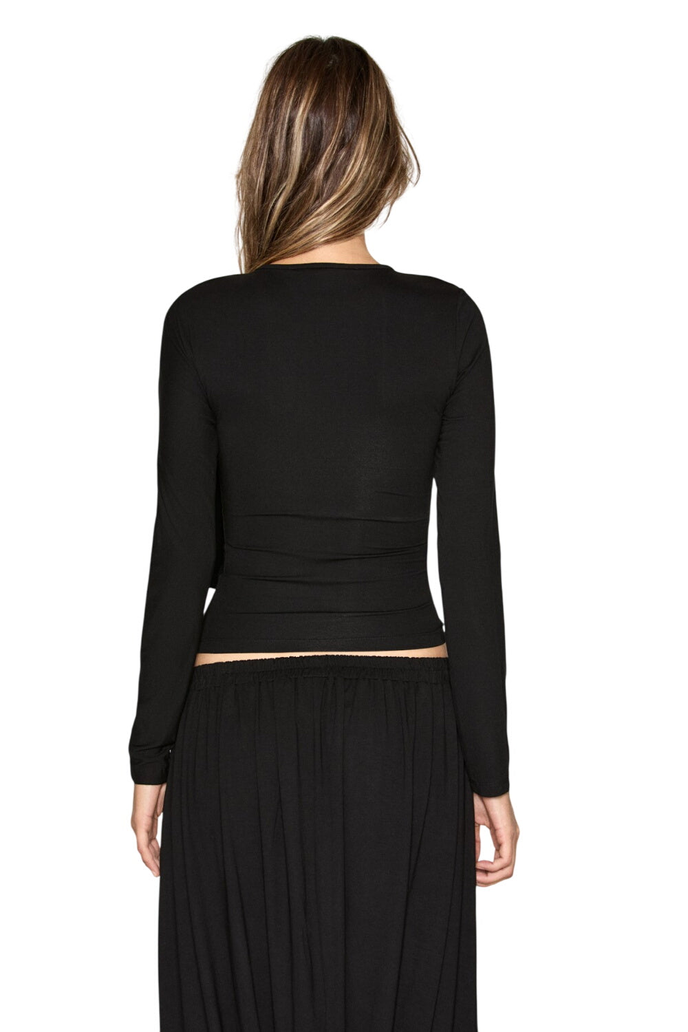 GRIMELANGE Veline Damen Drapierte Schalbluse Schwarz