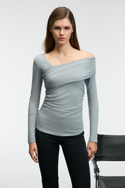 VELMEA Damen Asymmetrische Bluse
