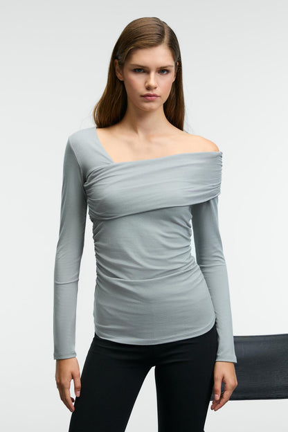 VELMEA Damen Asymmetrische Bluse
