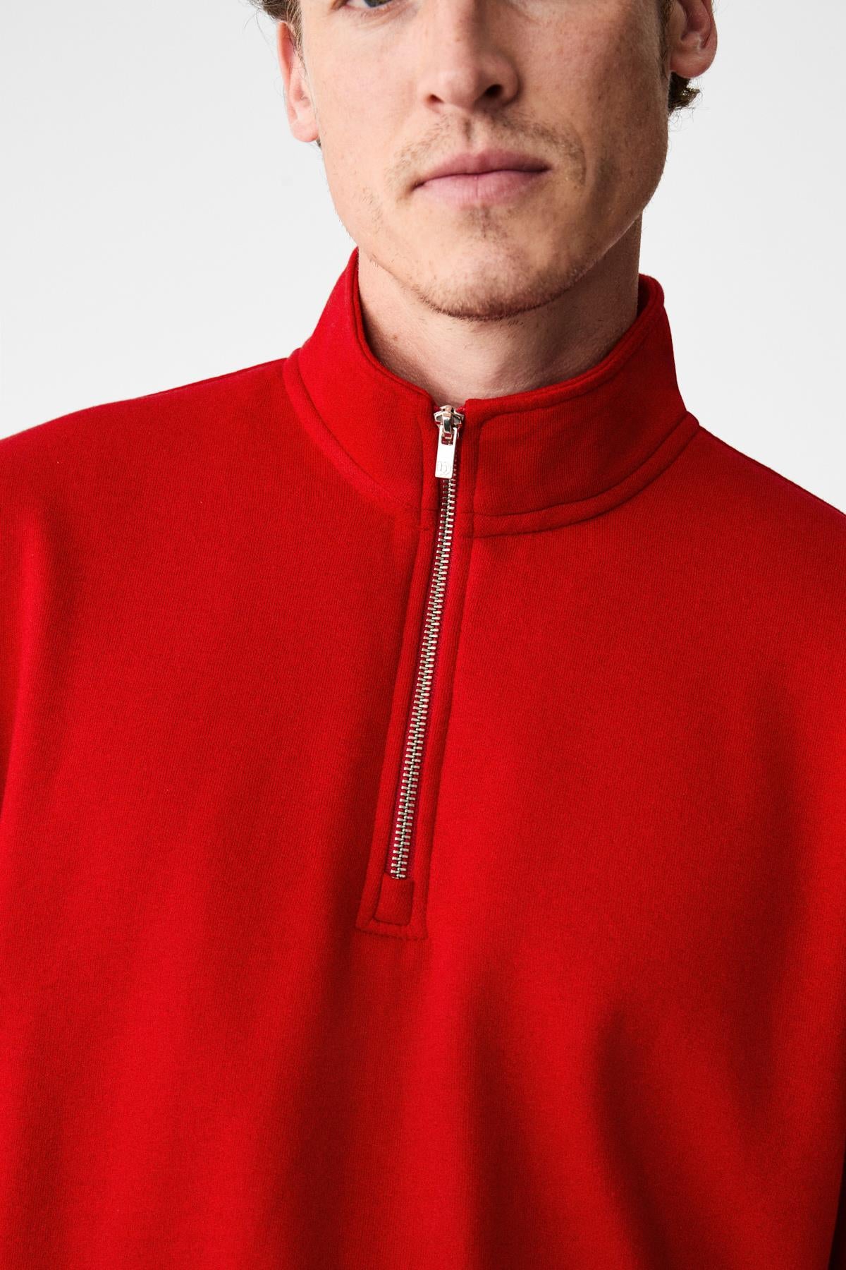 GRIMELANGE Herren Sweatshirt mit Fleece-Futter Rot
