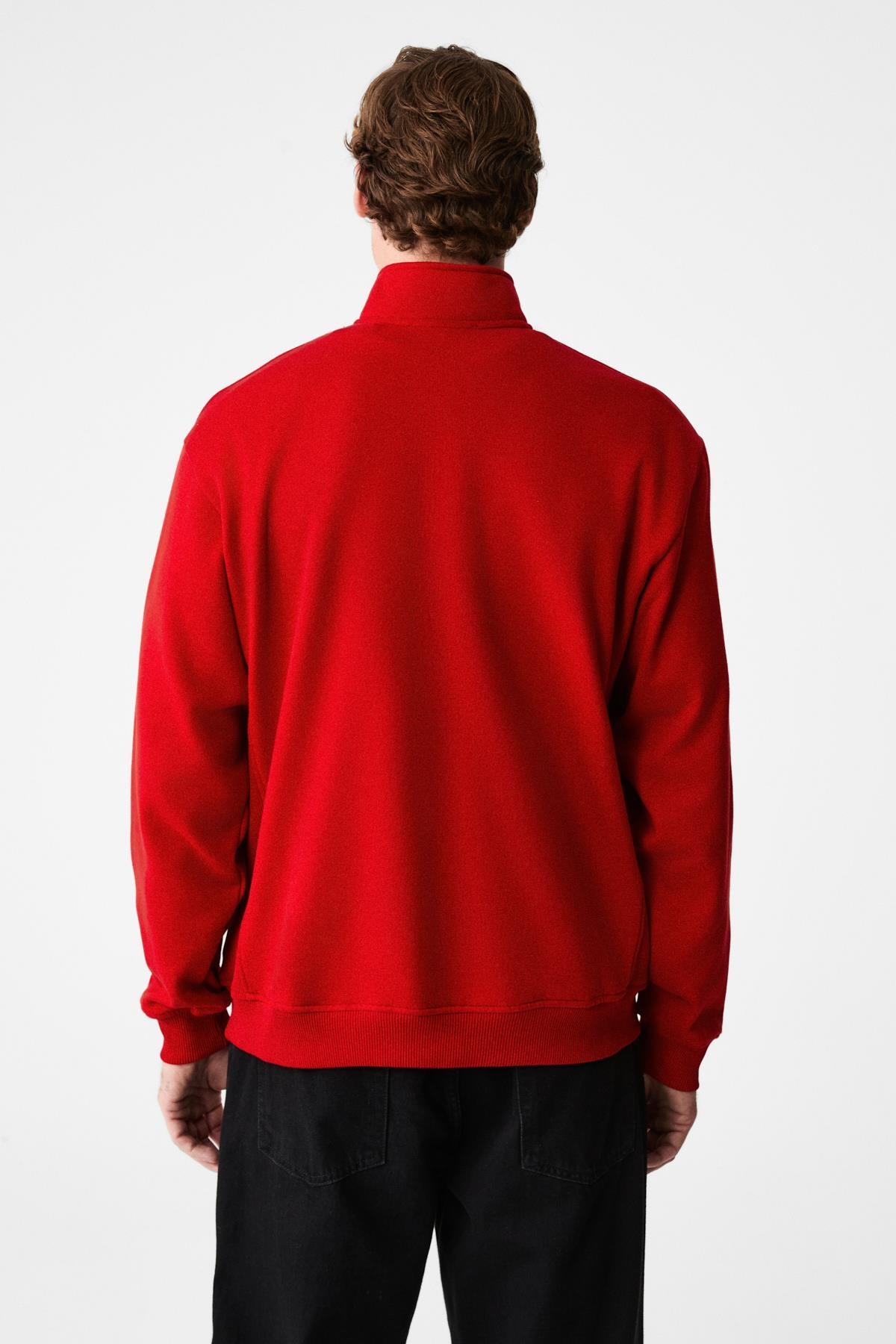 GRIMELANGE Herren Sweatshirt mit Fleece-Futter Rot