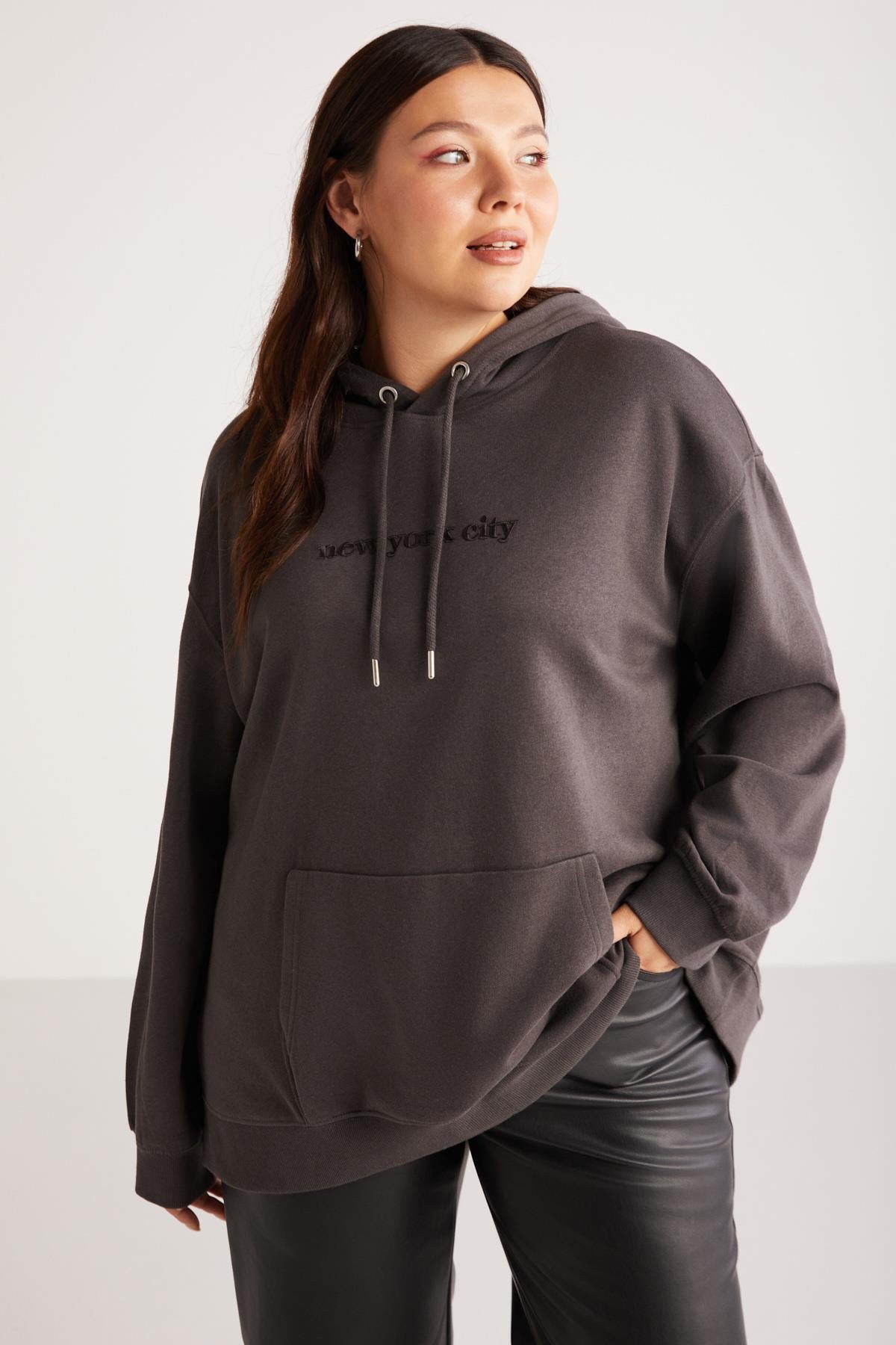 ETHIQUET VERONICABB Lockeres Plus Sweatshirt Anthrazit