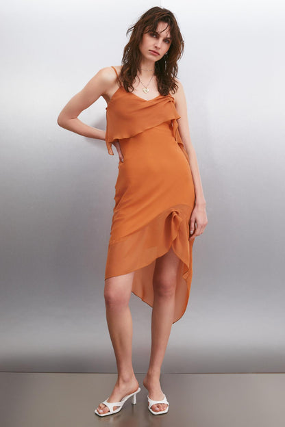 VESPERTINA Damen Chiffon Midikleid
