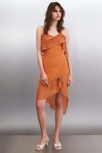 VESPERTINA Damen Chiffon Midikleid
