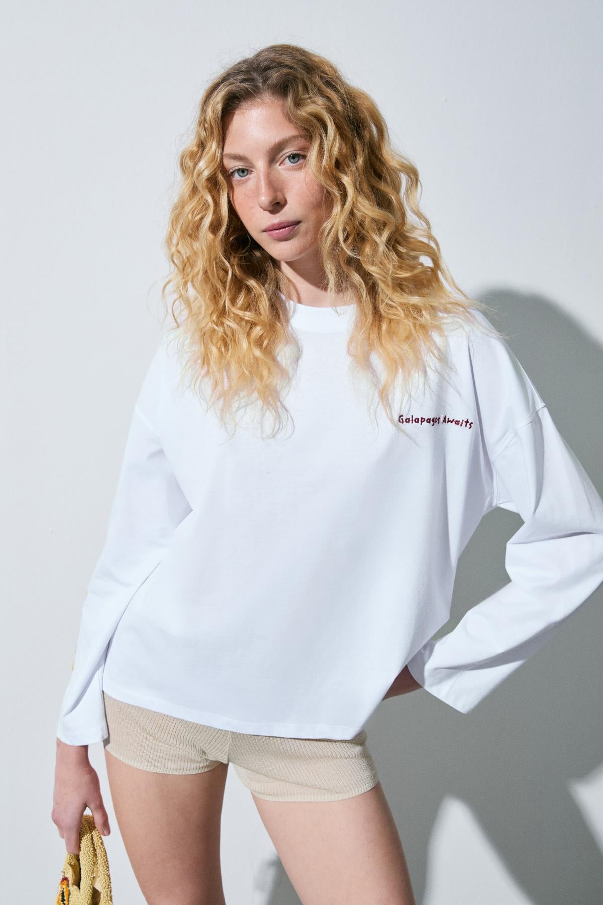 GRIMELANGE Damen 100% Baumwolle Bestickt Top Weiß