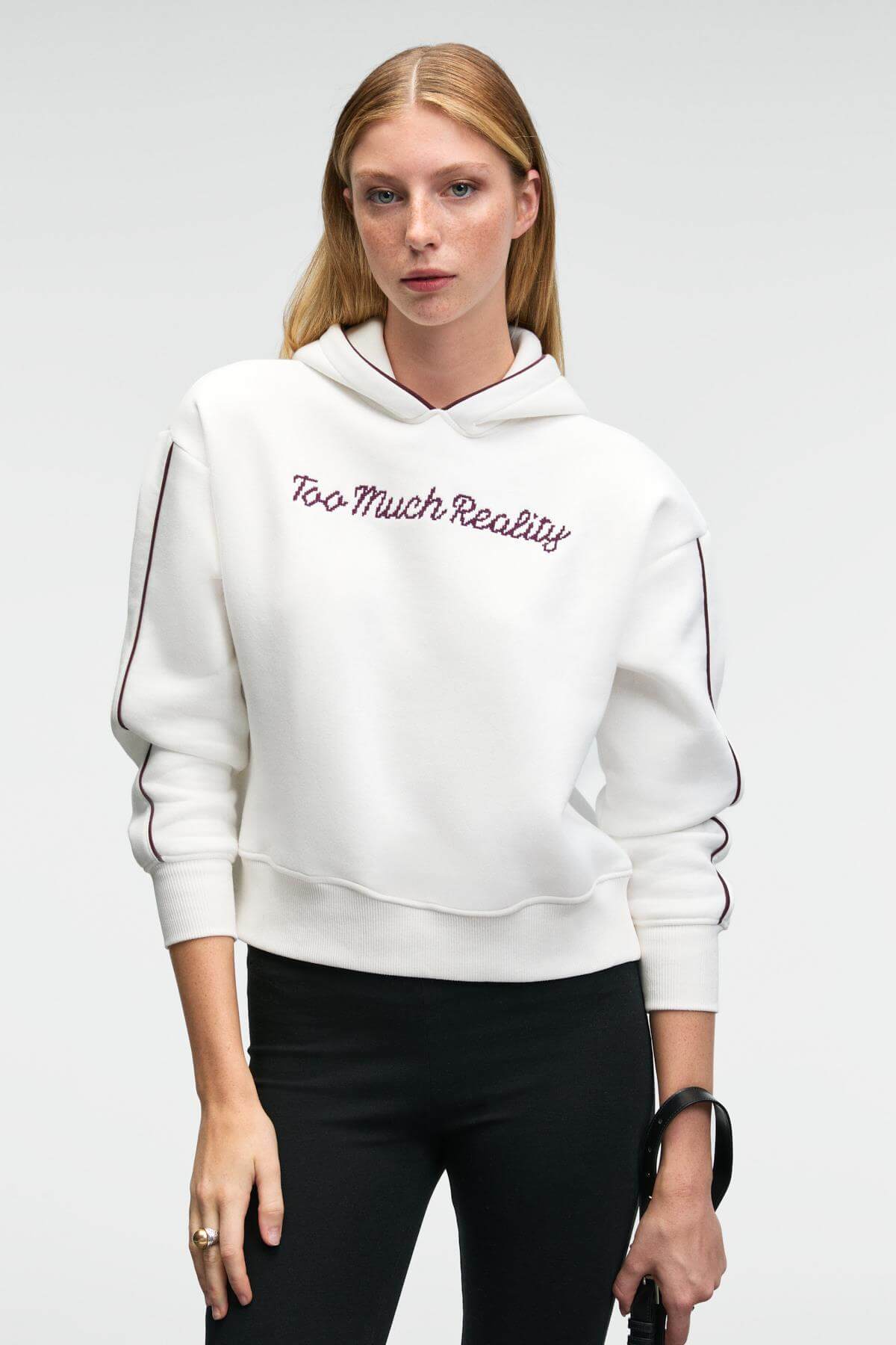 GRIMELANGE VIRETHIA Damen Relaxed Hoodie Weiß