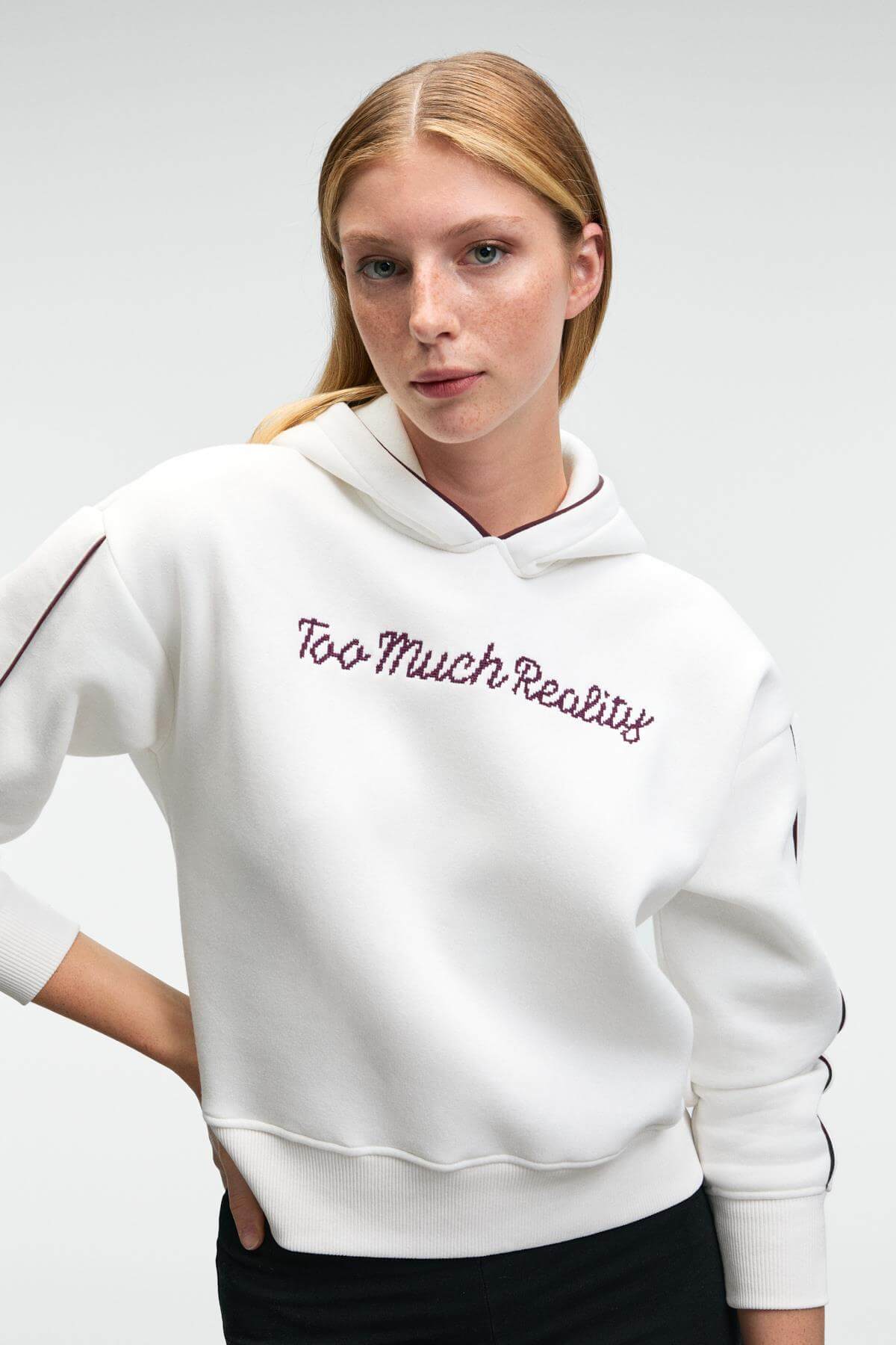 GRIMELANGE VIRETHIA Damen Relaxed Hoodie Weiß