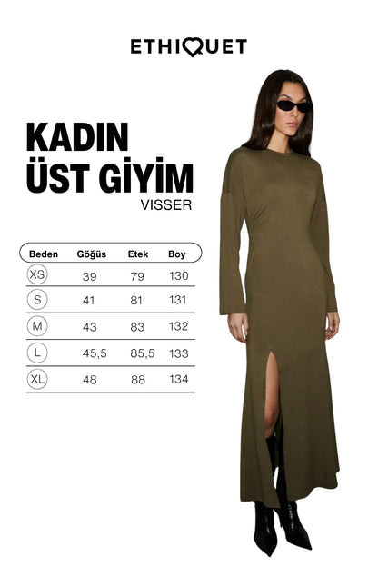 VISSER Damen Schulterfreies Schlitzkleid