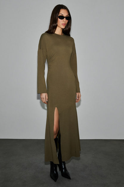 VISSER Damen Schulterfreies Schlitzkleid
