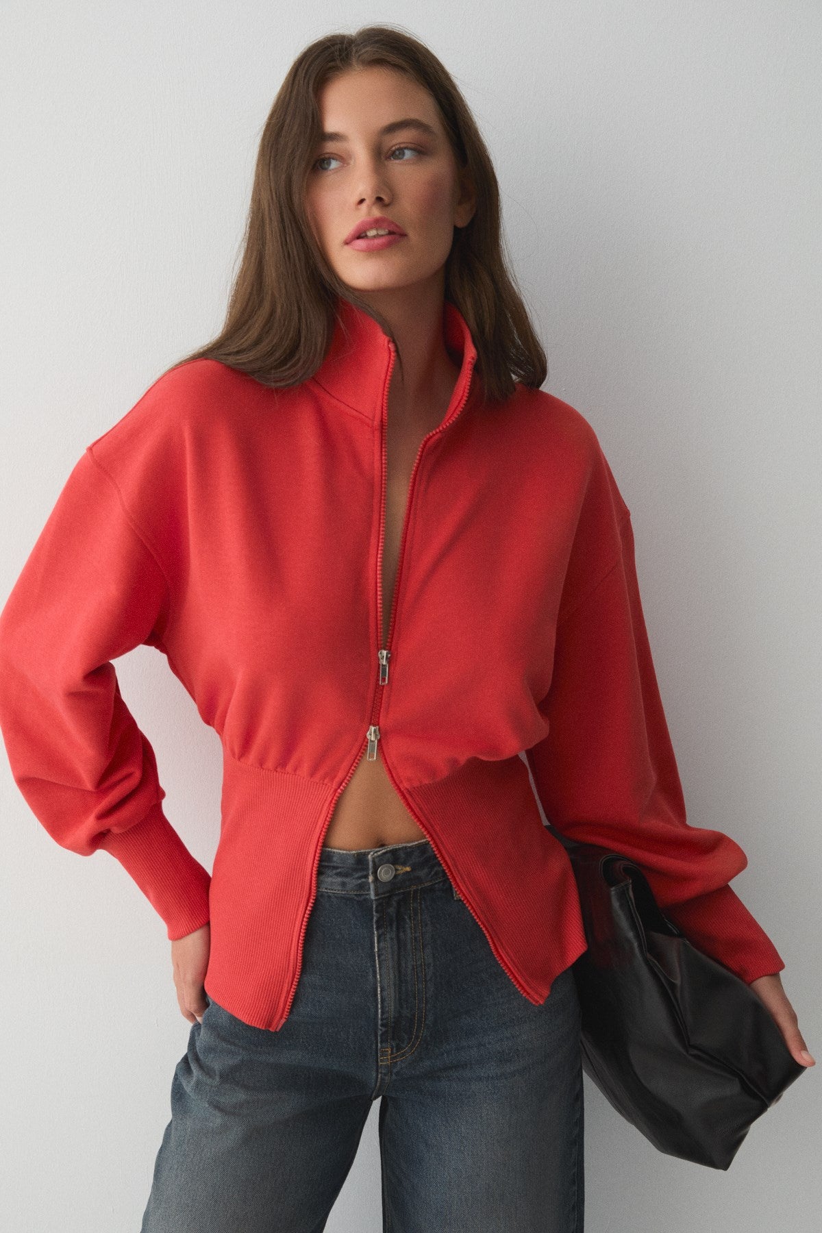 ETHIQUET VIVALDI Bio-Baumwoll Zip Sweatshirt Rot