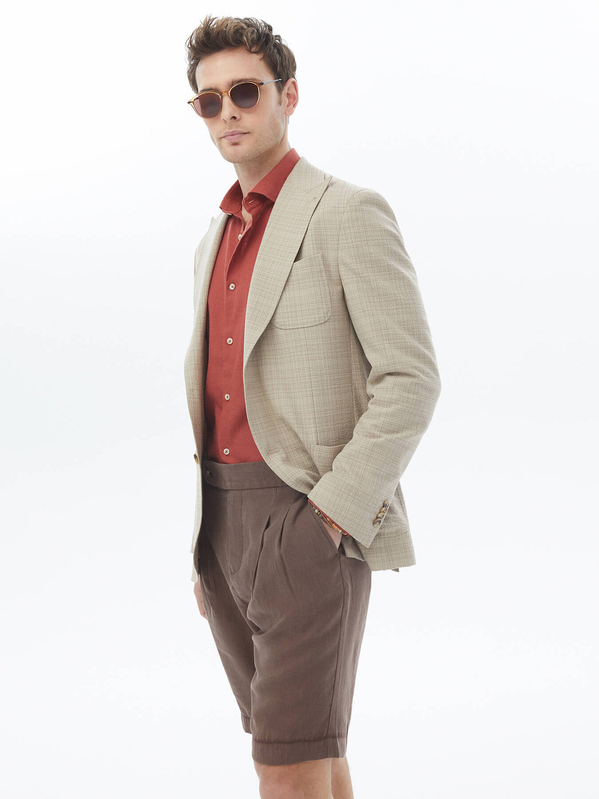 Karierte Jacke aus Wollmischung mit moderner Passform