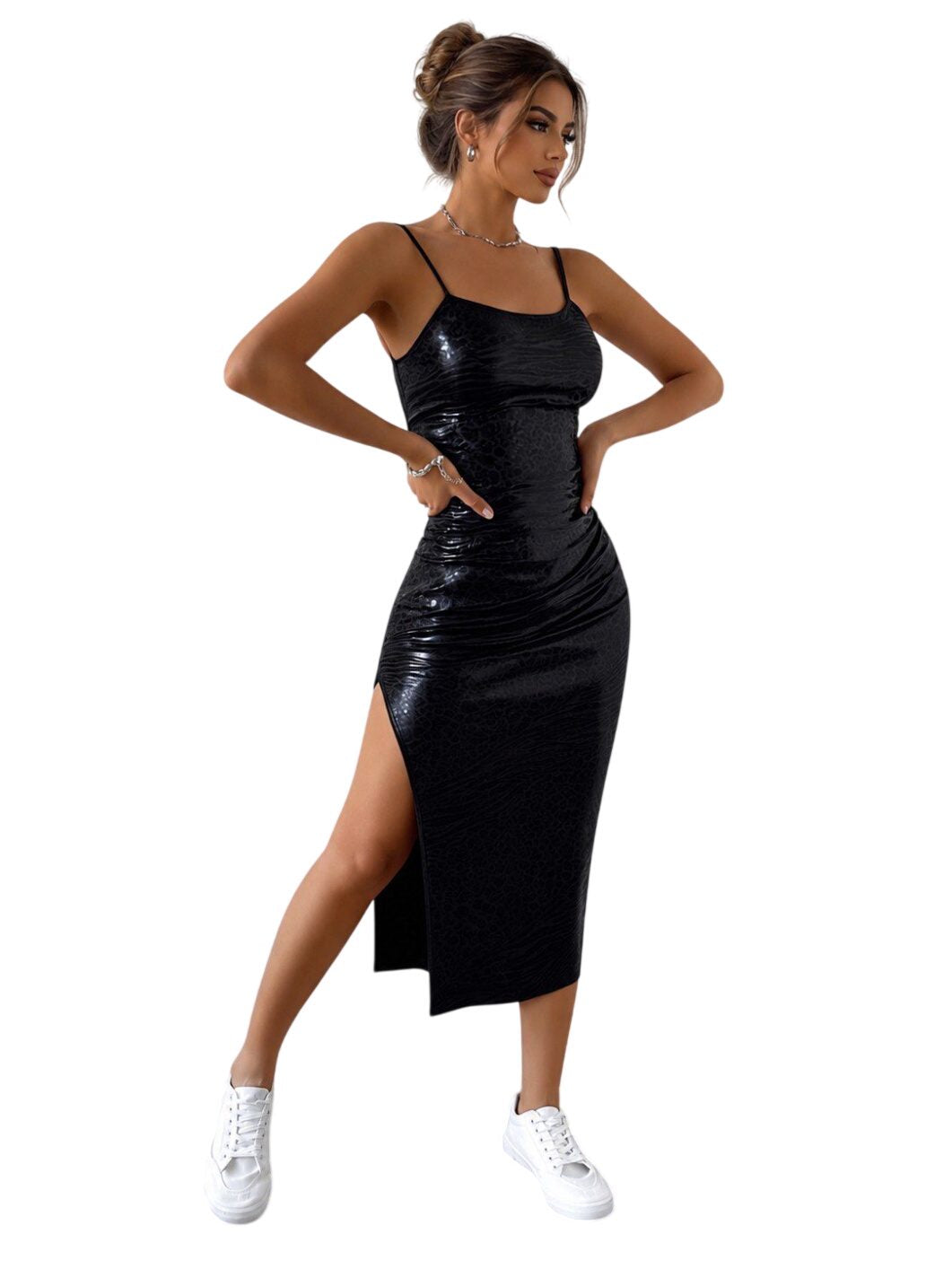 Ocoza Schmetterling Midi Kleid Brown