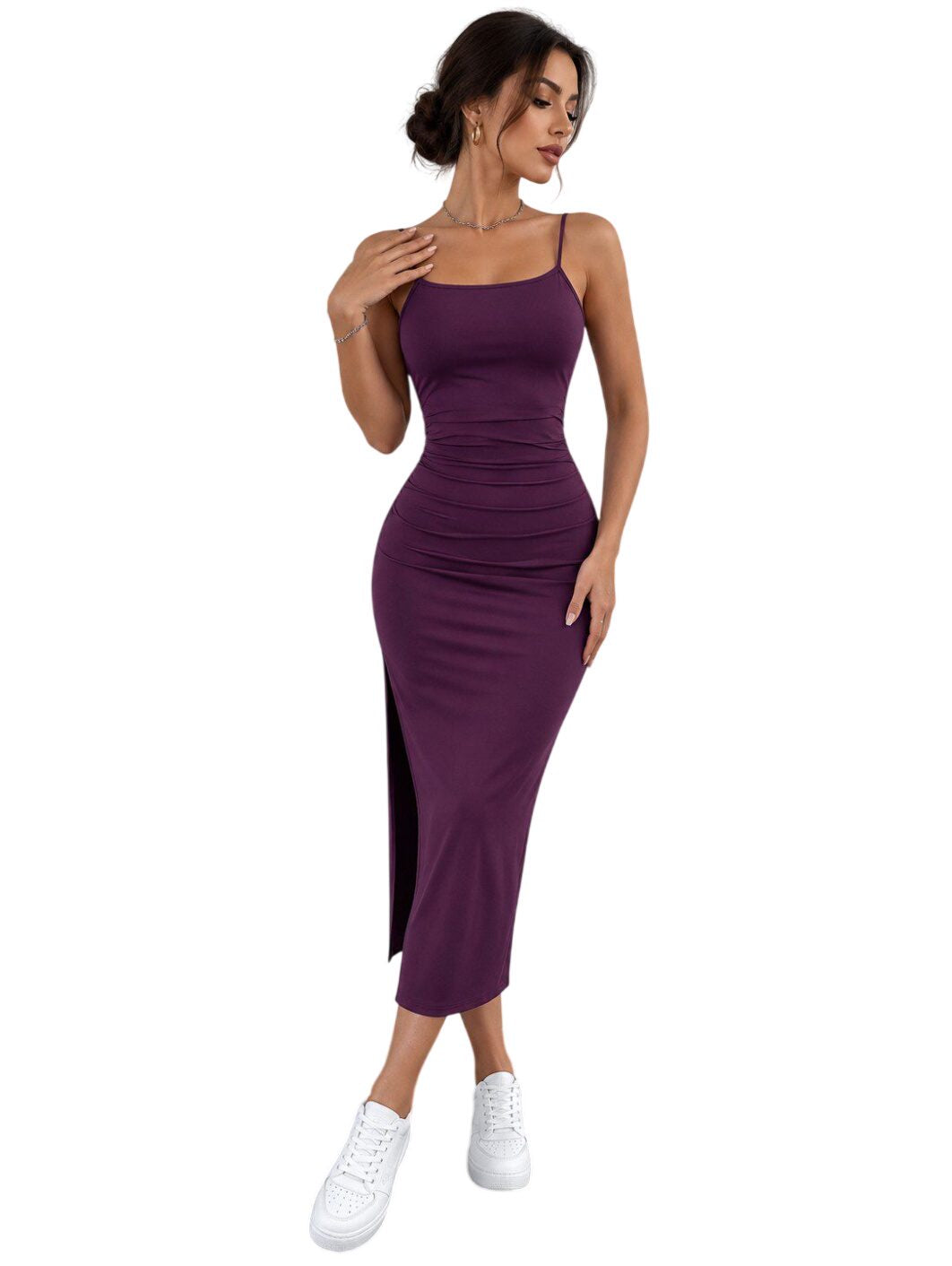 Ocoza Schmetterling Midi Kleid Damson