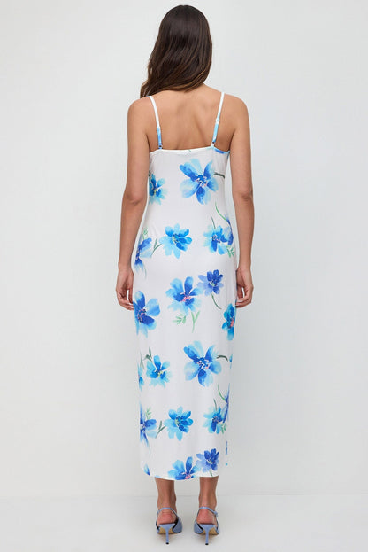 Trägerloses geblümtes Maxikleid