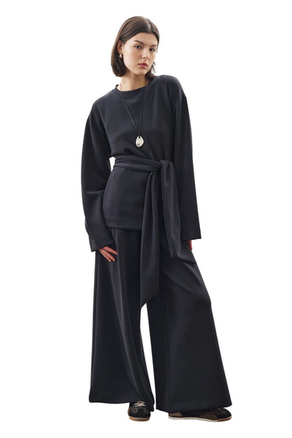 WEICHES, STRUKTURIERTES MODAL-SWEATSHIRT ZUM BINDEN BRAUN