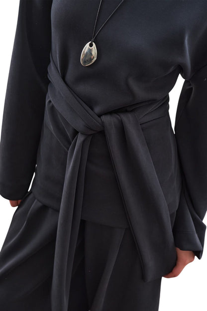 WEICHES, STRUKTURIERTES MODAL-SWEATSHIRT ZUM BINDEN BRAUN