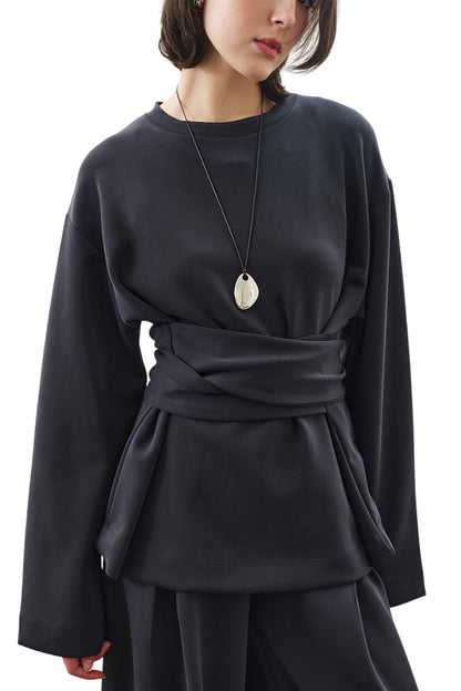 WEICHES, STRUKTURIERTES MODAL-SWEATSHIRT ZUM BINDEN BRAUN