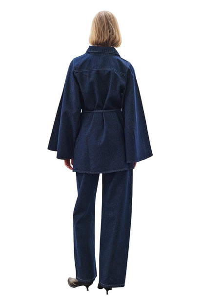Weites Jeanshemd mit Capeärmeln, Indigo