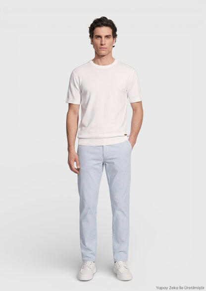 Weißes Jacquard T-Shirt 100% Baumwolle