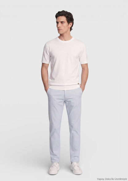 Weißes Jacquard T-Shirt 100% Baumwolle