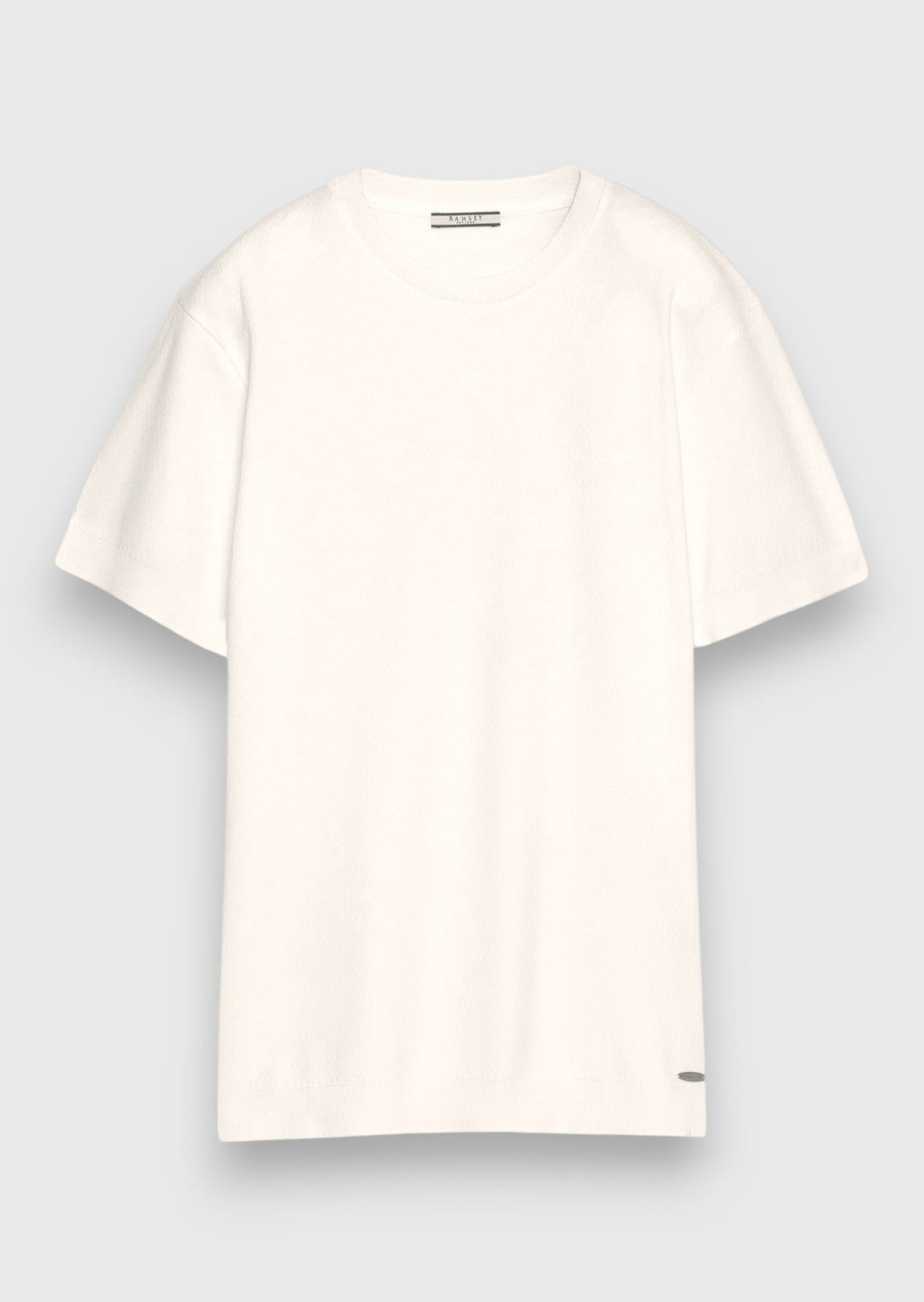 Ramsey Weißes Jacquard T-Shirt 100% Baumwolle Beyaz