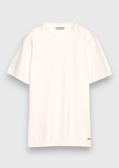Weißes Jacquard T-Shirt 100% Baumwolle