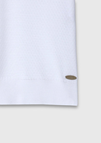 Weißes Jacquard T-Shirt 100% Baumwolle