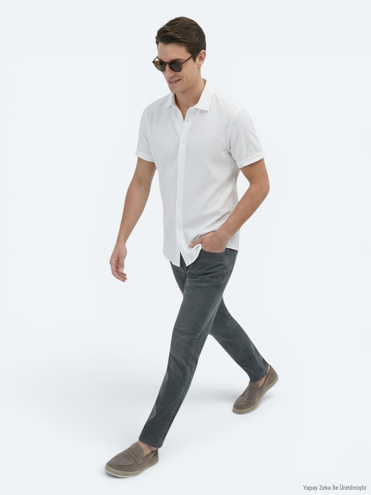KİP Gemustertes Regular Fit Freizeit 100% Baumwollhemd White