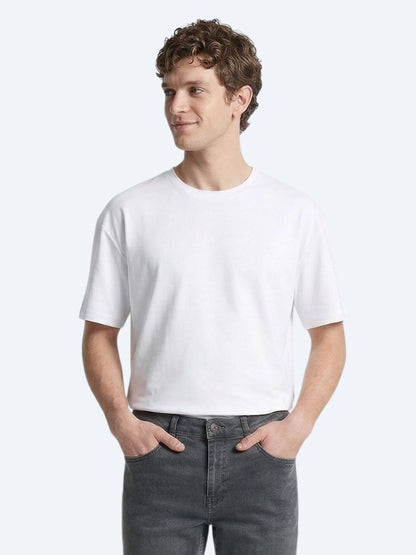Weißes schlichtes 100% Baumwoll-T-Shirt