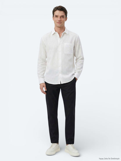 Weißes Oversize Casual Hemd aus Webstoff