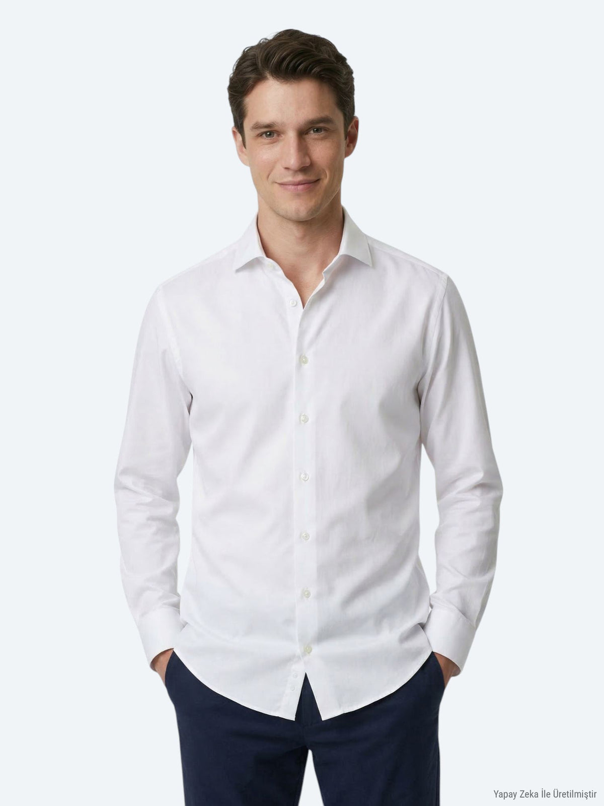 KİP Weißes Klassisches Baumwollhemd Regular Fit Beyaz