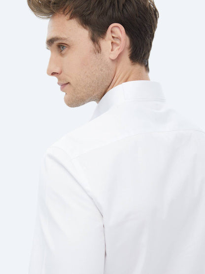Weißes Slim Fit Smokinghemd mit Doppelmanschette