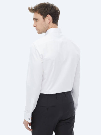 Weißes Slim Fit Smokinghemd mit Doppelmanschette