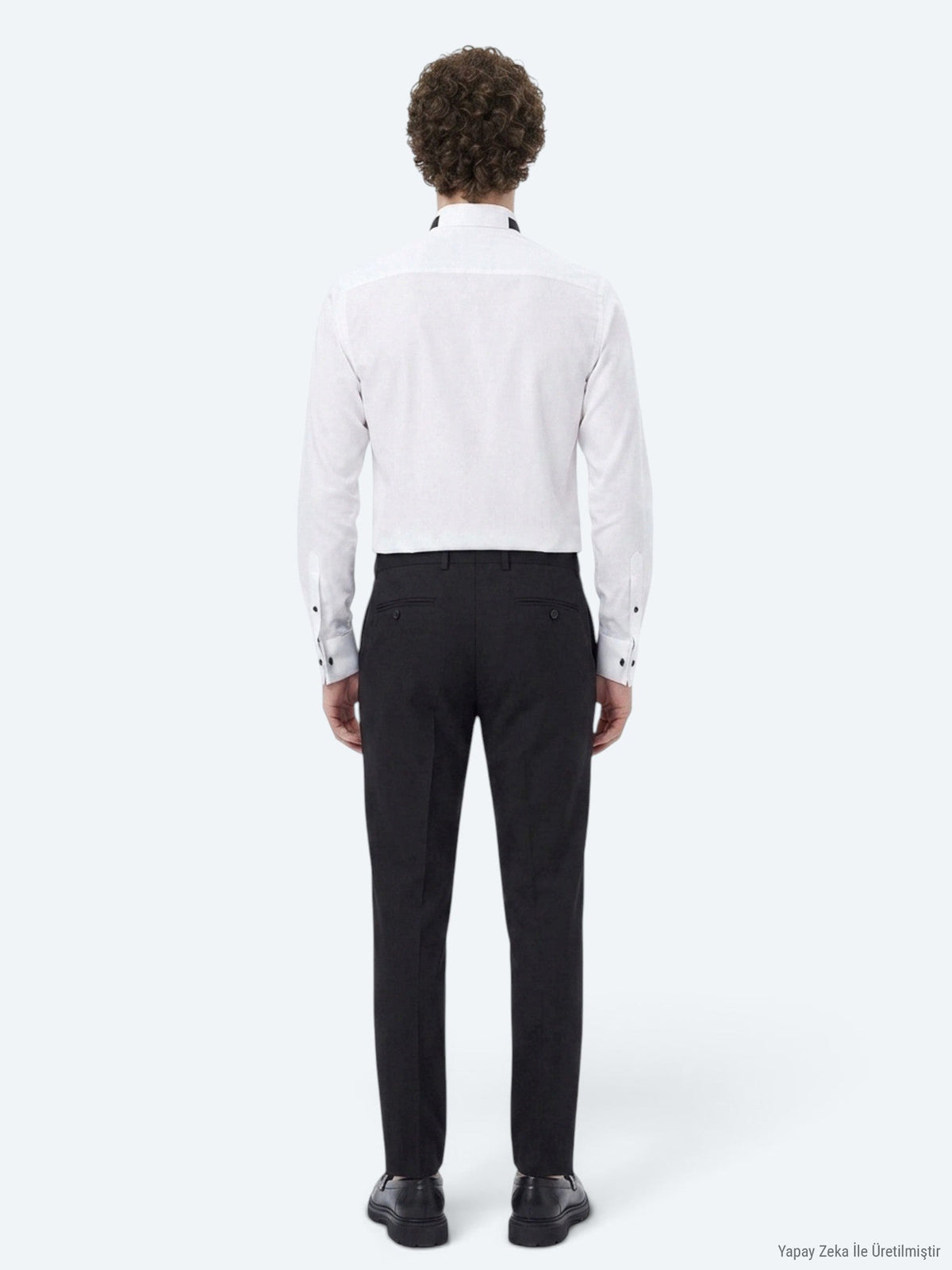Weißes Slim Fit Smokinghemd mit Doppelmanschette