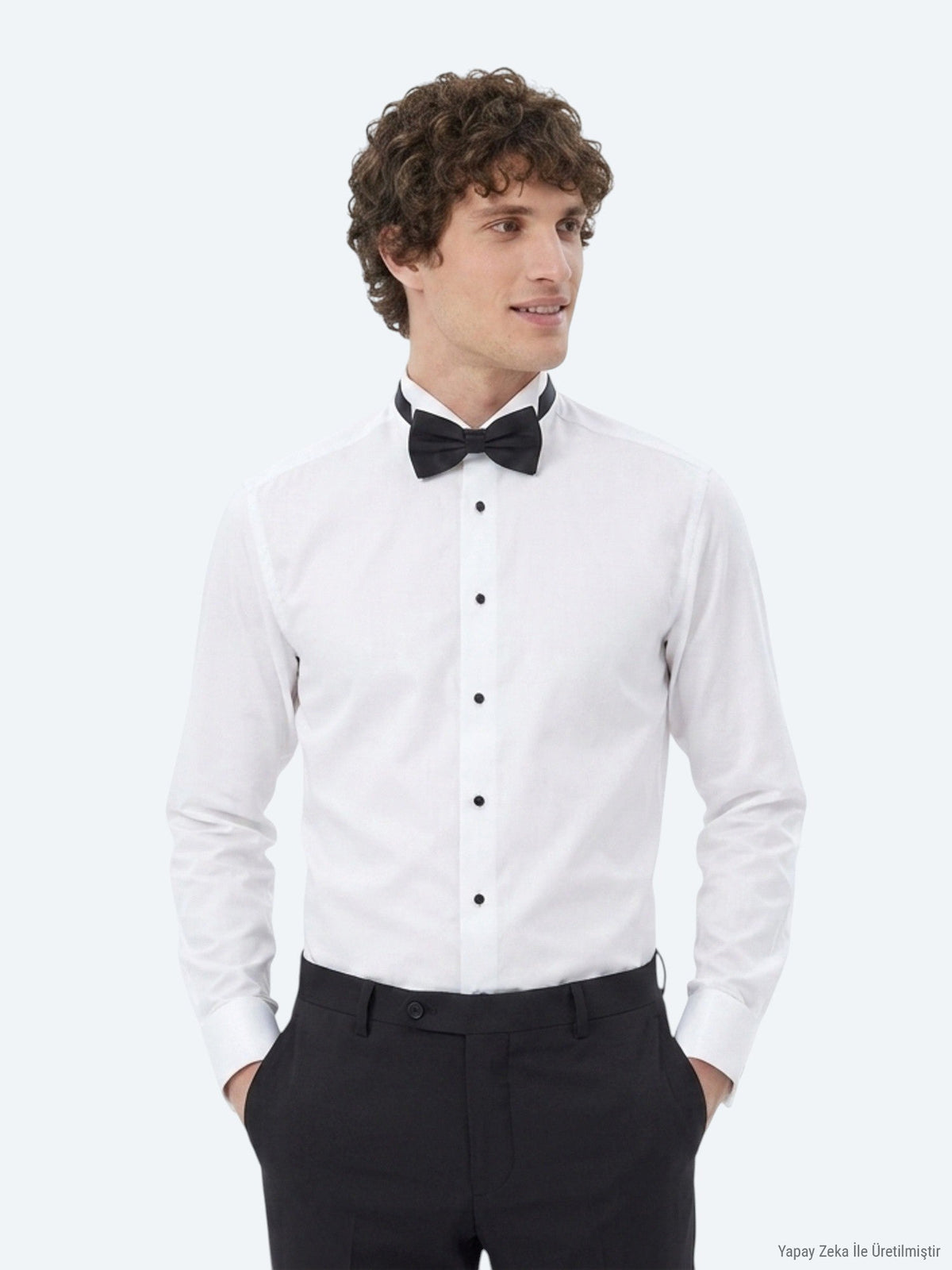 KİP Weißes Slim Fit Smokinghemd mit Doppelmanschette White