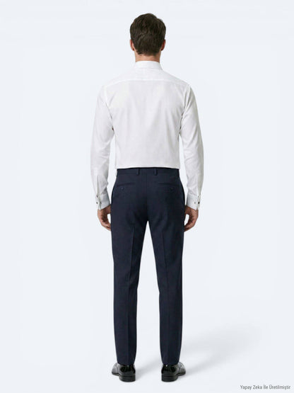 Weißes Slim Fit Smokinghemd mit Doppelmanschette