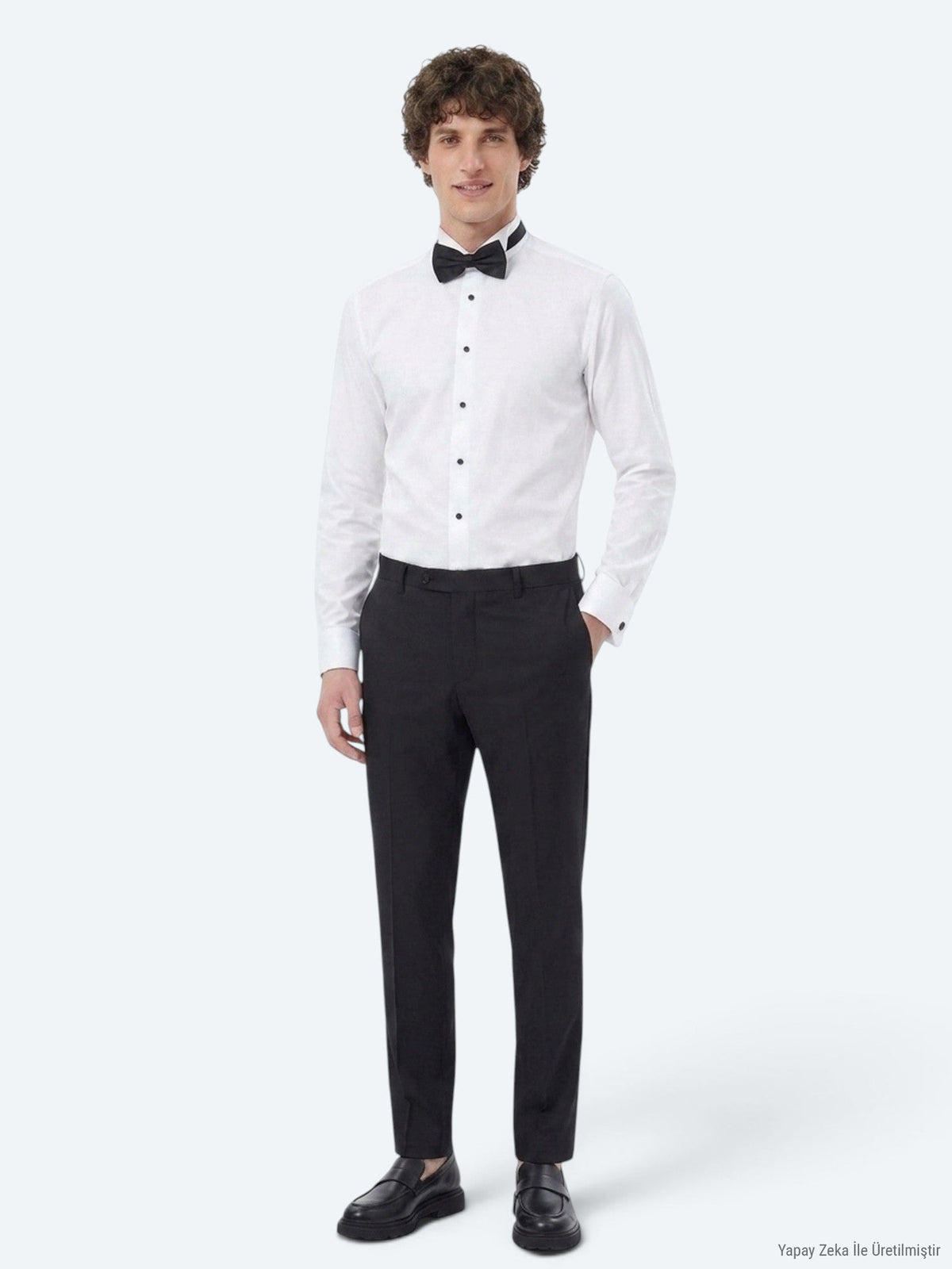 KİP Weißes Slim Fit Smokinghemd mit Doppelmanschette White