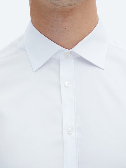 Weißes Klassisches Slim Fit Baumwollhemd
