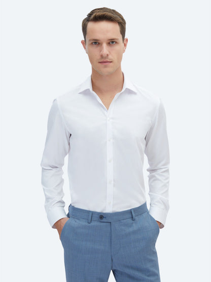 Weißes Klassisches Slim Fit Baumwollhemd