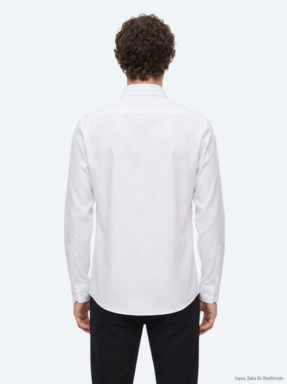 Weißes Regular Fit Casual Hemd