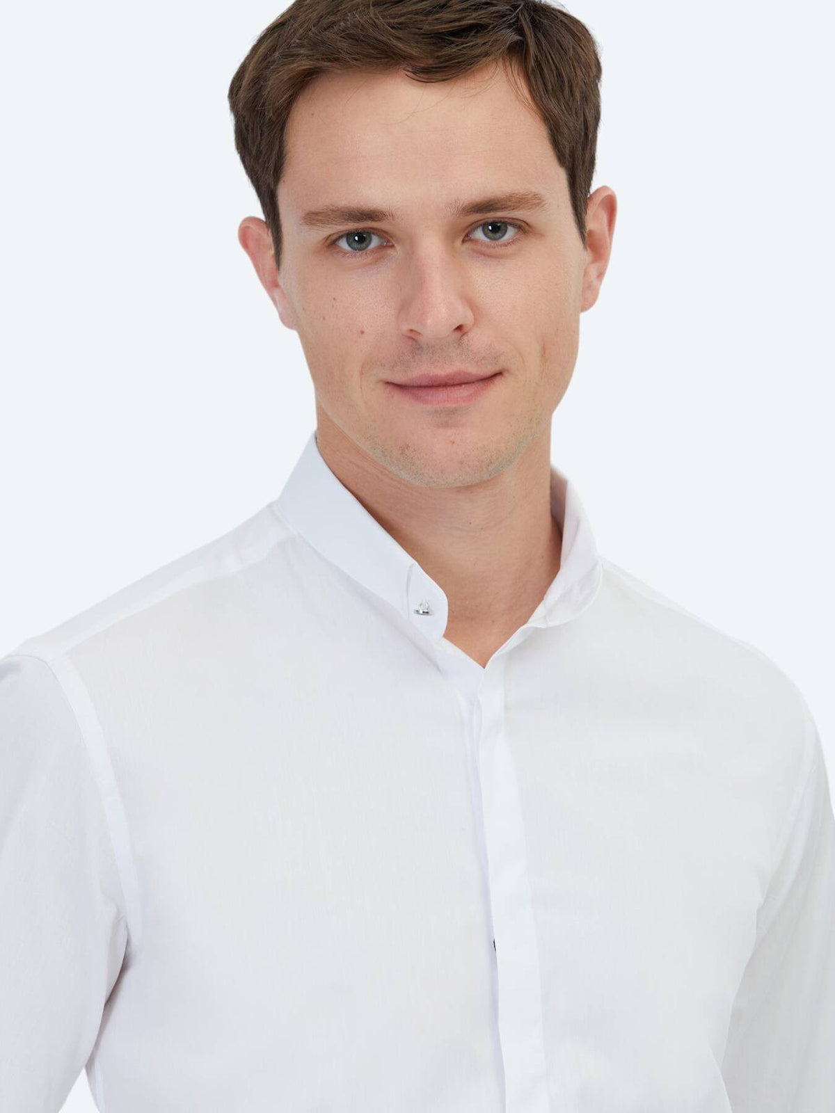 Weißes Regular Fit Baumwollhemd
