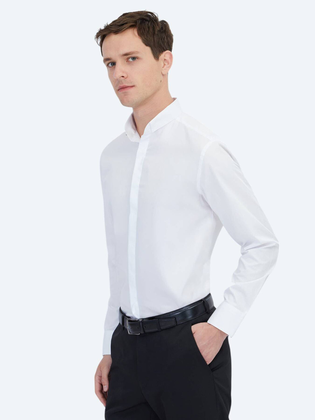 Weißes Regular Fit Baumwollhemd