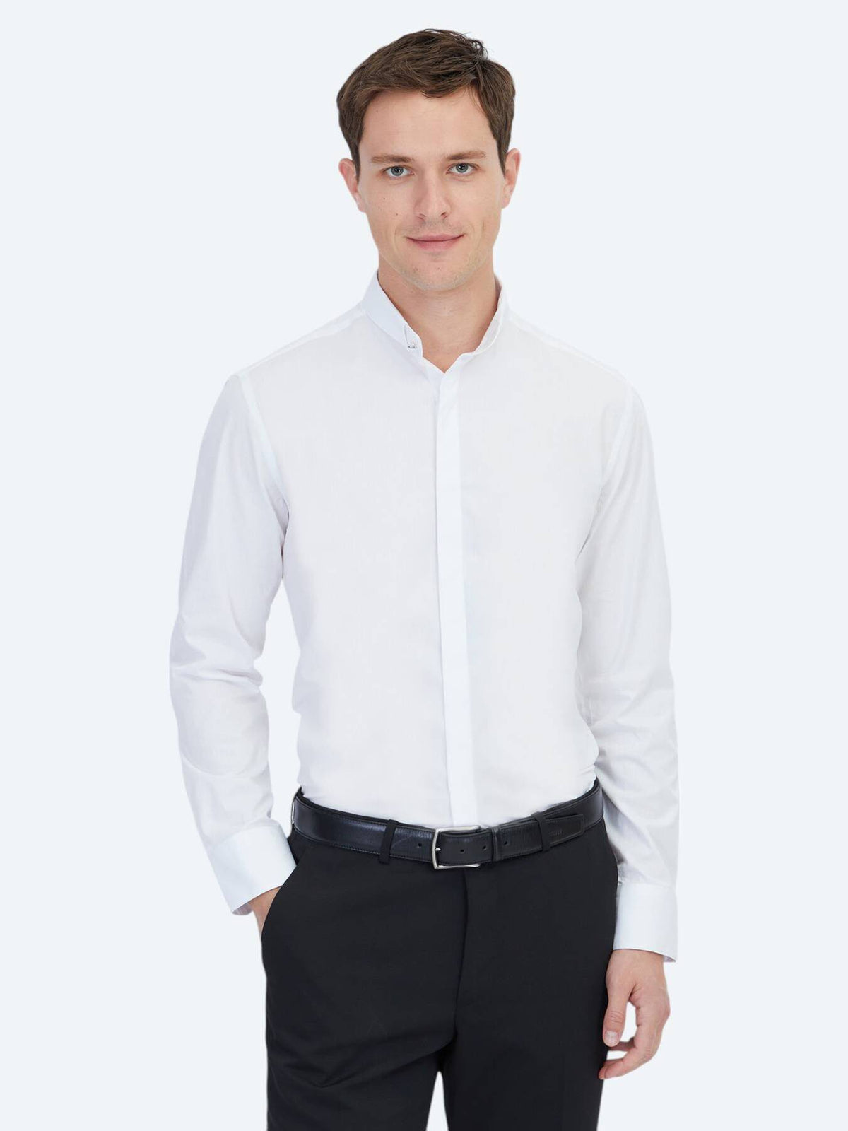 Weißes Regular Fit Baumwollhemd