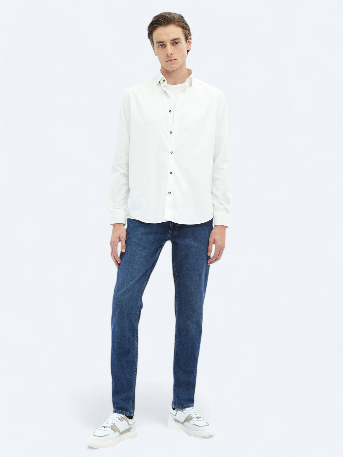 Weißes Ripp-Shirt aus Baumwolle