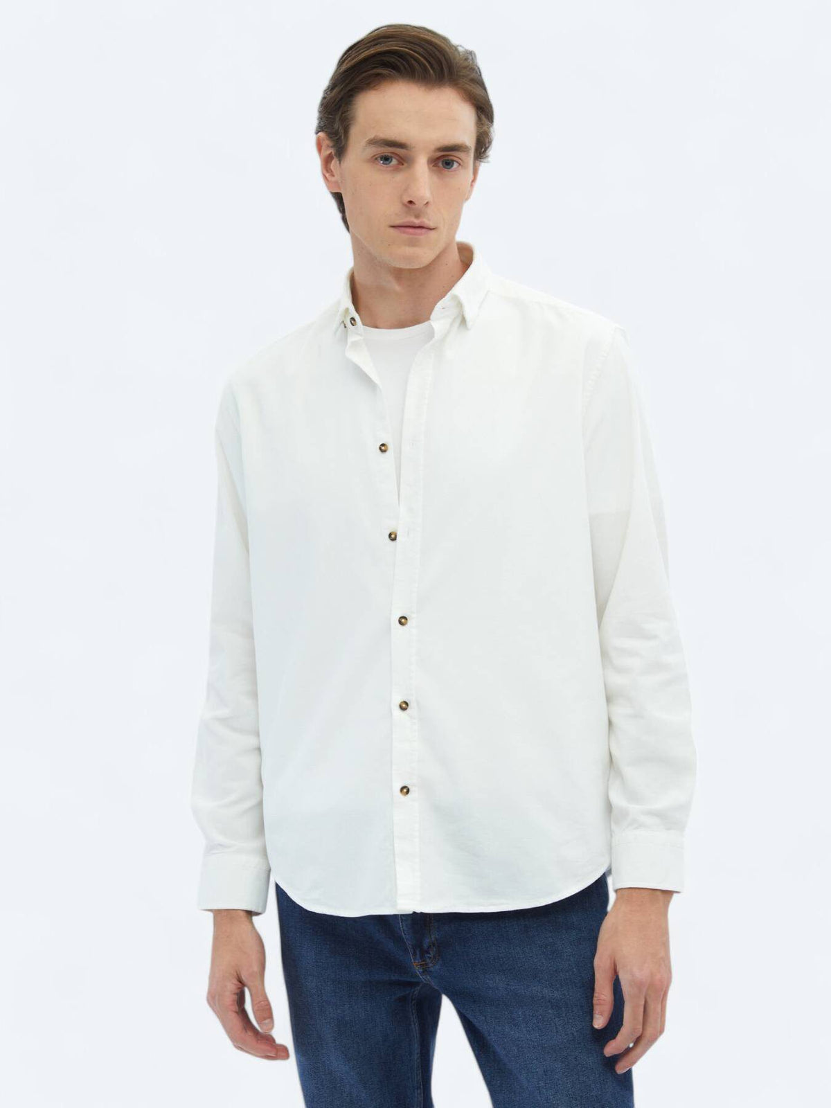 Weißes Ripp-Shirt aus Baumwolle