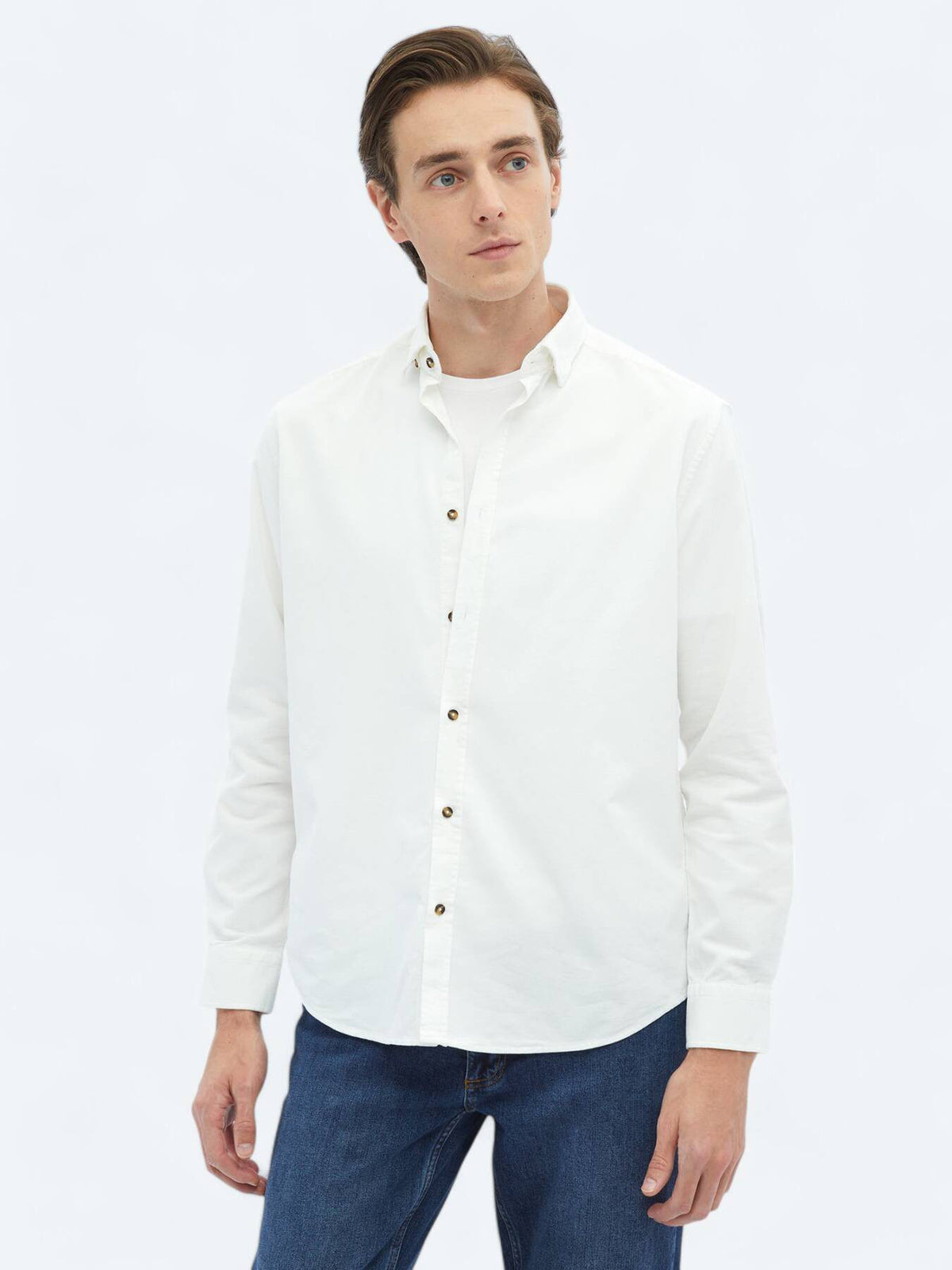 Weißes Ripp-Shirt aus Baumwolle