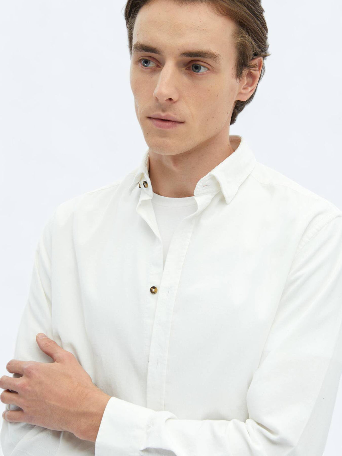 Weißes Ripp-Shirt aus Baumwolle